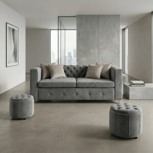 Sillón Capitone Gris Elegante