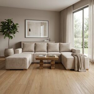 Sofá Modular Seccional en Forma de U Beige Claro