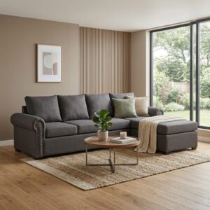 Sillón Contemporáneo Gris Carbón con Tachuelas