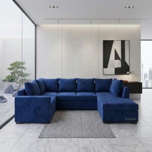 Sillón en L Azul Moderno XL